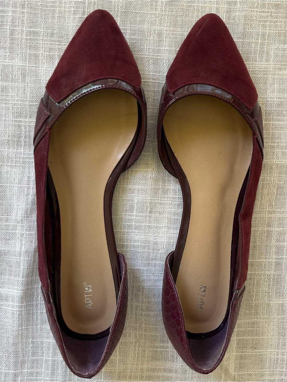 Apt. 9 Wine Red Vegan Suede Pointed Toe Flats